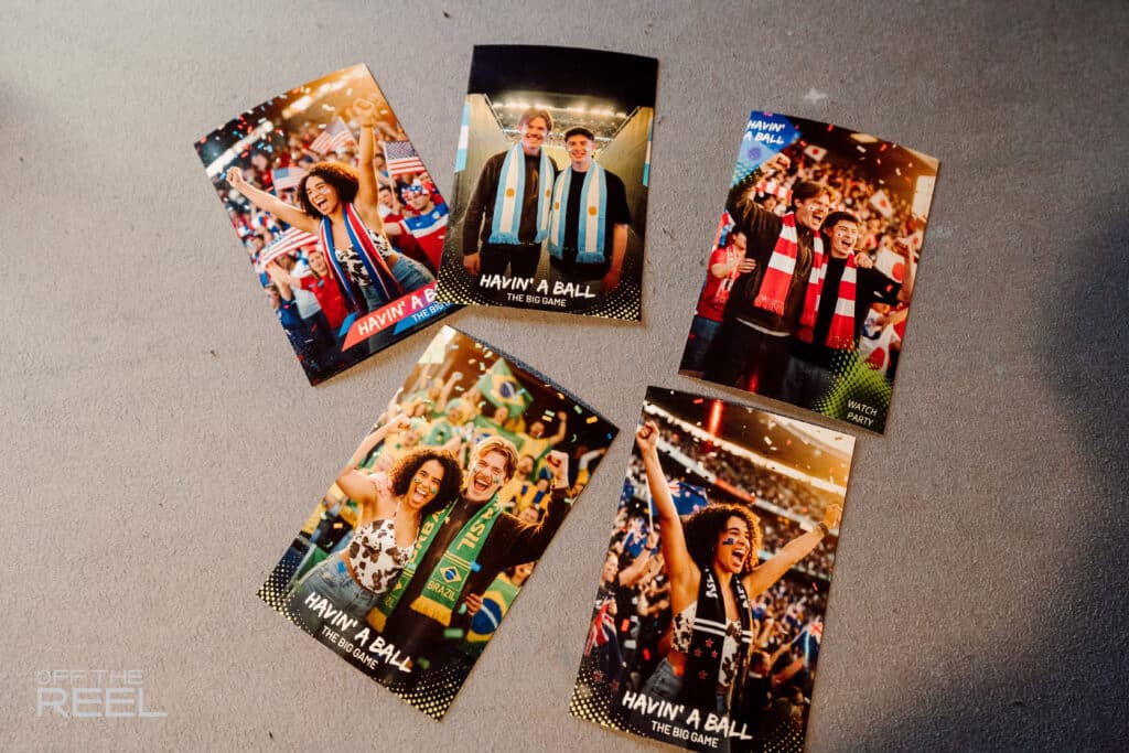 Printed photo booth output from a corporate party